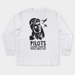 Airplane Pilot Shirts - Looking Down since 1903 Kids Long Sleeve T-Shirt
